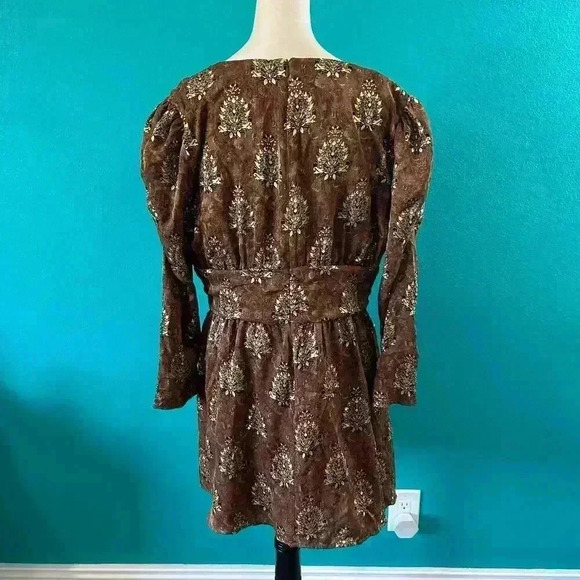 Majorelle Brown Floral Plunged Neck Violeta Mini Dress Cocktail Party Size XL - Picture 5 of 8